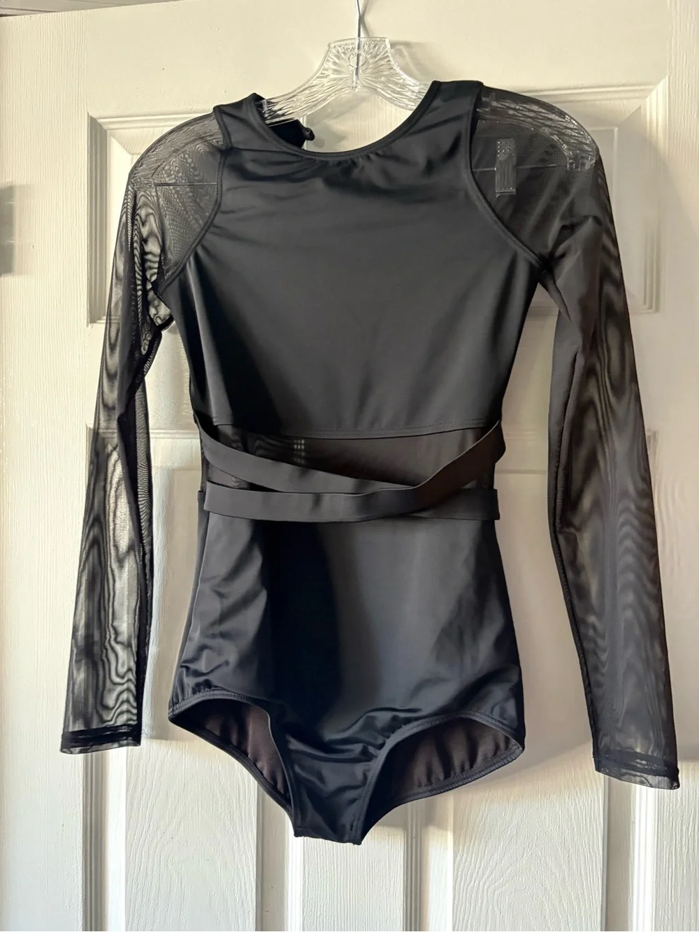 balera Black Long-Sleeve Mesh One-Piece leotard/costume
